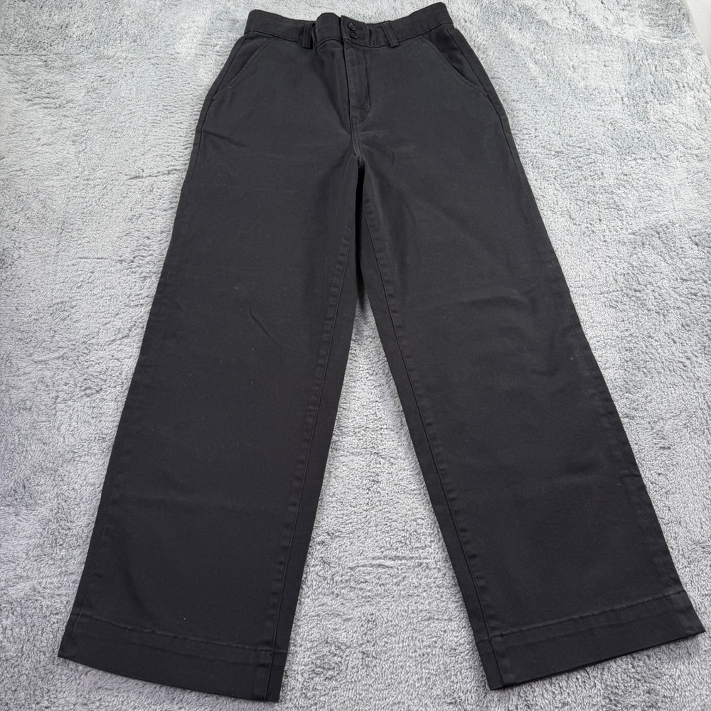 Everlane Wide Leg Crop Pants Women 8 Black Excellent Organic Cotton Utility